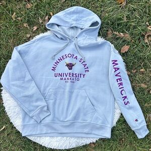 MSU Mankato Mavericks Light Purple Gray Champion Hoodie Women’s Size Medium NWOT